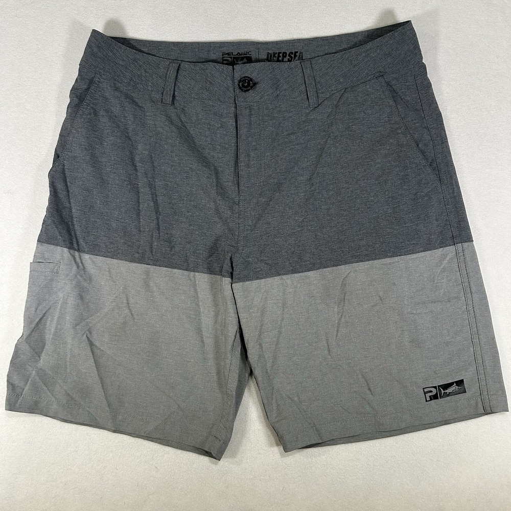 Pelagic Deep Sea Hybrid Shorts Performance Gray Fishing Surf Golf Casual Mens 36